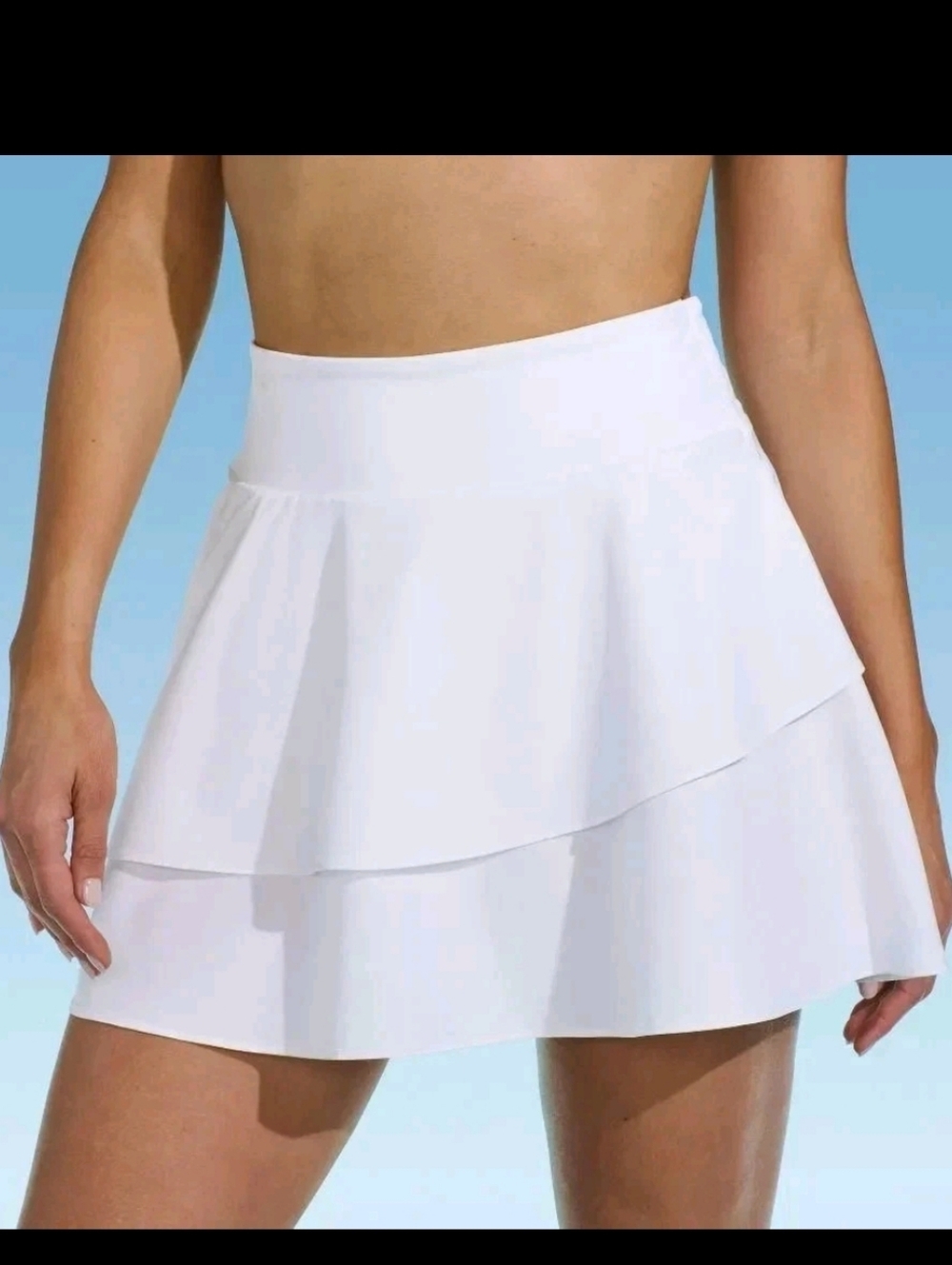 Lands' End White Tiered Swim Skirt